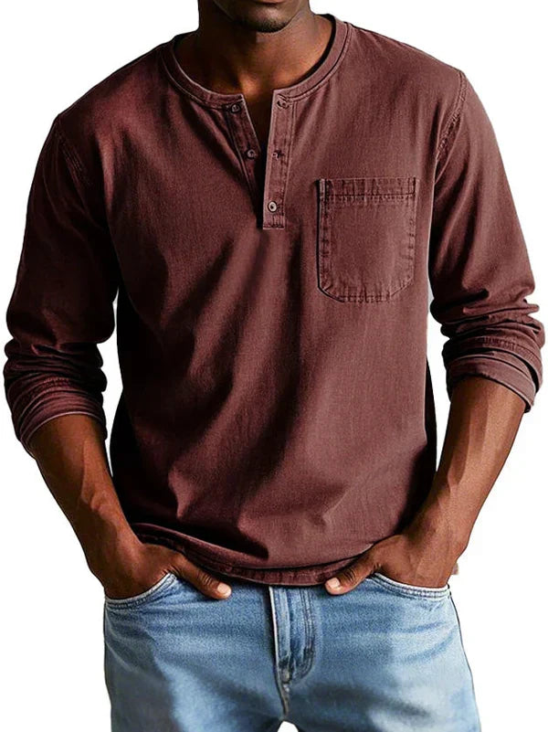 Philipp | Herren Lässiges Langarm-Henleyshirt