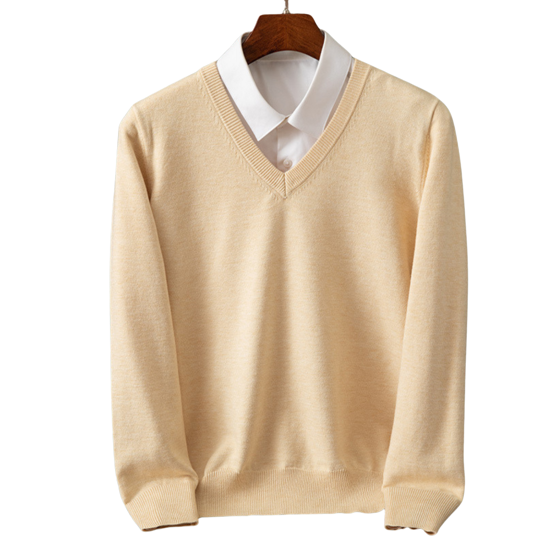 Eleganter Kaschmirpullover mit V-Ausschnitt