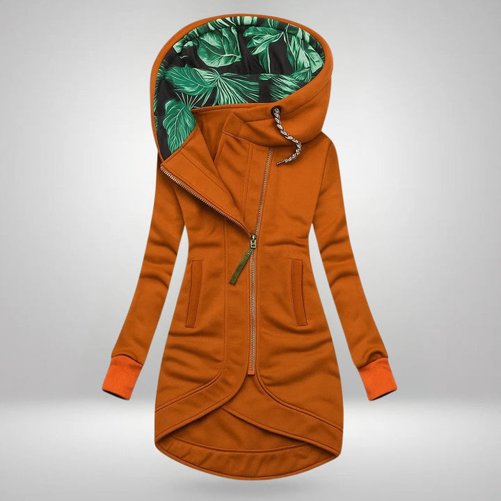 Damen Lange Kapuzen-Stepp-Winterjacke
