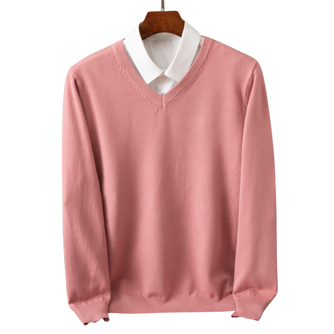 Eleganter Kaschmirpullover mit V-Ausschnitt