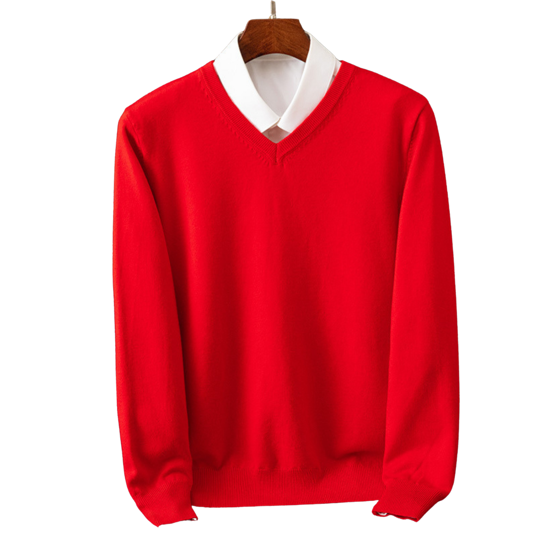 Eleganter Kaschmirpullover mit V-Ausschnitt