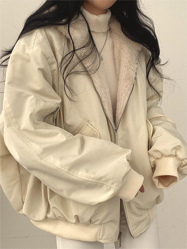 Wendbare Oversize Fleece Jacke mit Kapuze