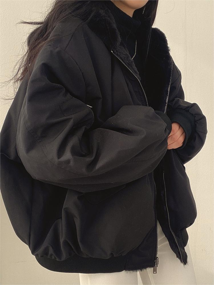 Wendbare Oversize Fleece Jacke mit Kapuze