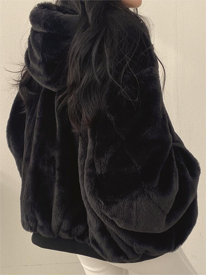Wendbare Oversize Fleece Jacke mit Kapuze