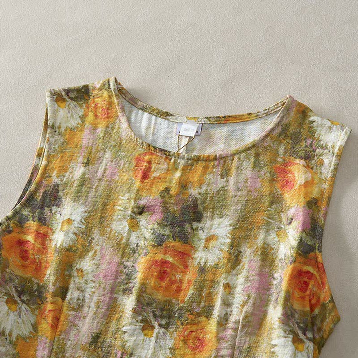 Damen Ärmelloses Midi Kleid Regular Fit Casual mit Karomuster und Taschen