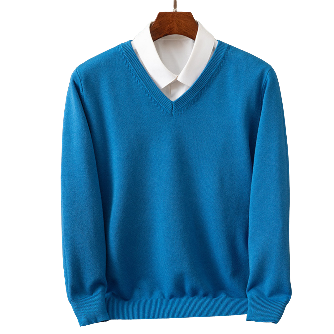 Eleganter Kaschmirpullover mit V-Ausschnitt