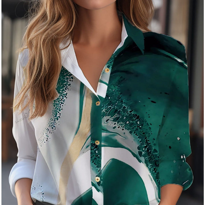 Langarmbluse für Damen mit floralem Muster und V-Ausschnitt, elegant und casual