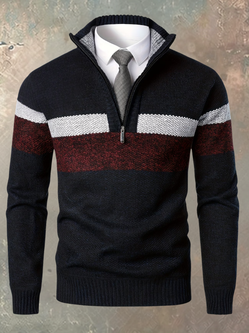 Walter | Eleganter Herrenpullover mit halbem Reißverschluss