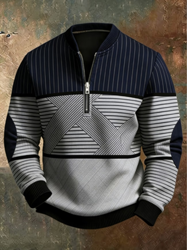 Oliver | Eleganter Herrenpullover mit halbem Reißverschluss
