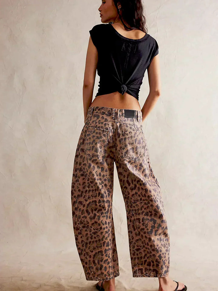 Jeans Damen Weit Beinig Bedruckt Casual