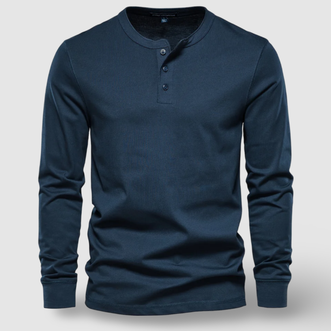 Elegante Baumwoll-Langarm-Henley