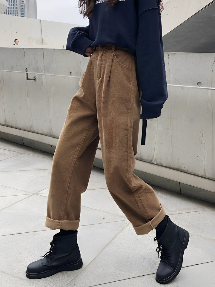 Cordhose Damen Relaxed Fit Freizeit & Übergangszeit