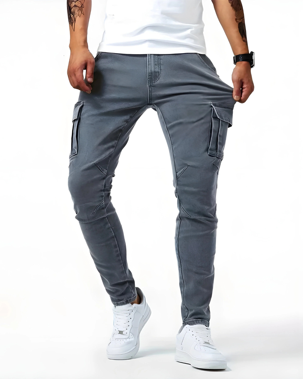 Kron™ Cargo-Hosen für Herren – elastische Arbeitshosen mit vielen Taschen