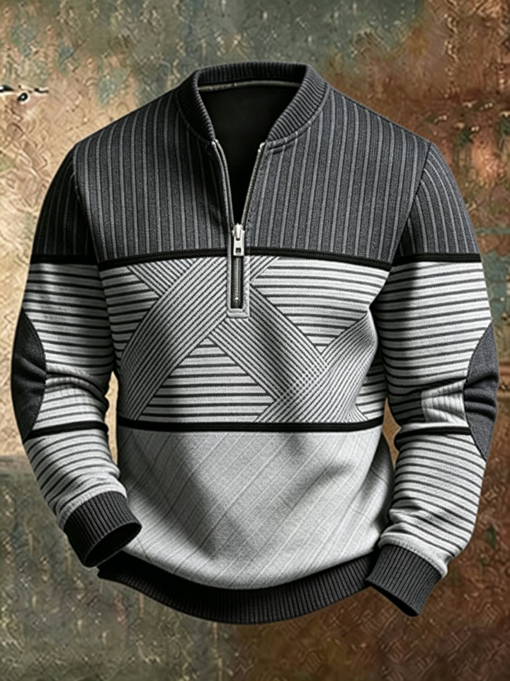 Oliver | Eleganter Herrenpullover mit halbem Reißverschluss
