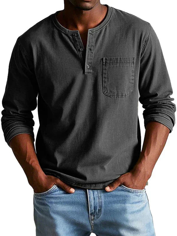 Philipp | Herren Lässiges Langarm-Henleyshirt