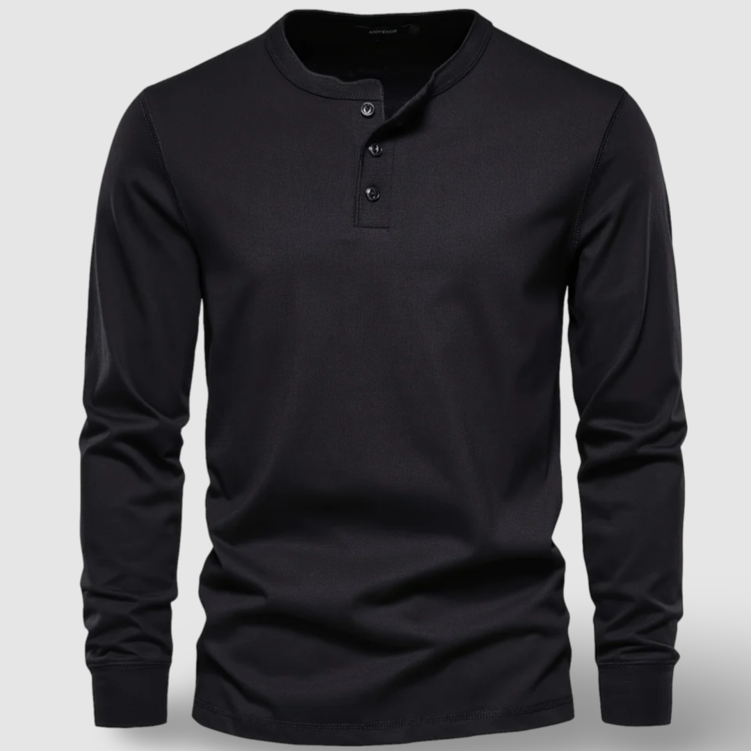 Elegante Baumwoll-Langarm-Henley