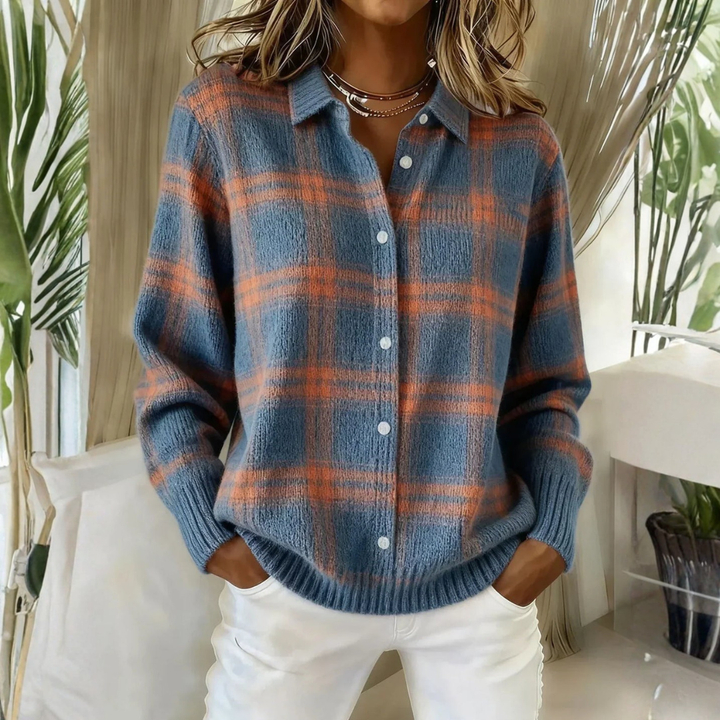 Anna | Karierter Strickcardigan