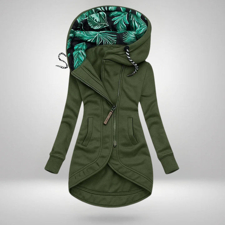 Damen Lange Kapuzen-Stepp-Winterjacke