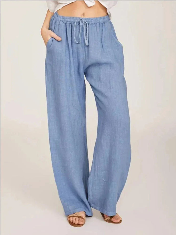 Damen Sommerhose Relaxed Fit Casual mit weitem Bein und Tunnelzug