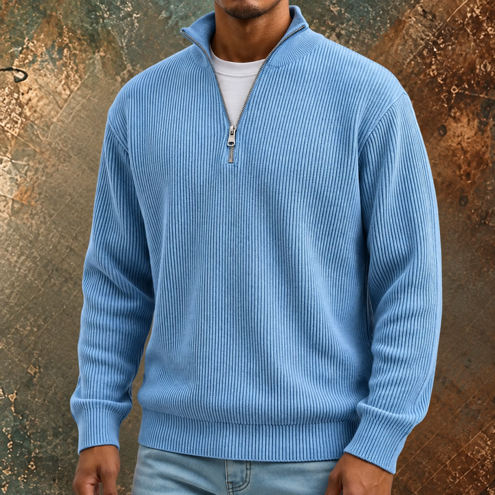 Daniel | Langarmpullover mit halbem Reißverschluss