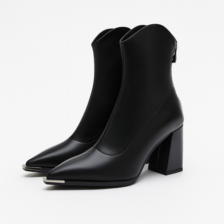 Damen Stiefel aus Kunstleder mit Metallkappe