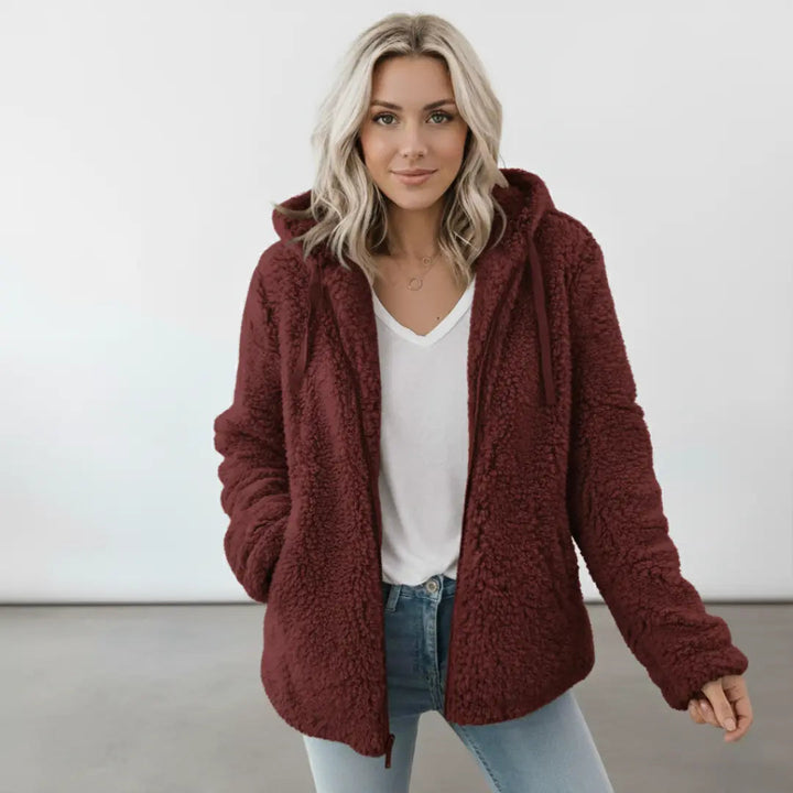 Mila I Damen Teddy Jacke mit Kapuze