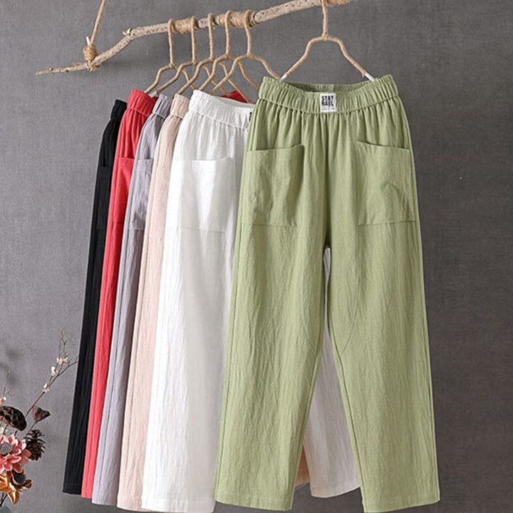 Stoffhose Damen Elastischer Bund Luftige Sommerhose für Alltag & Freizeit Komfort