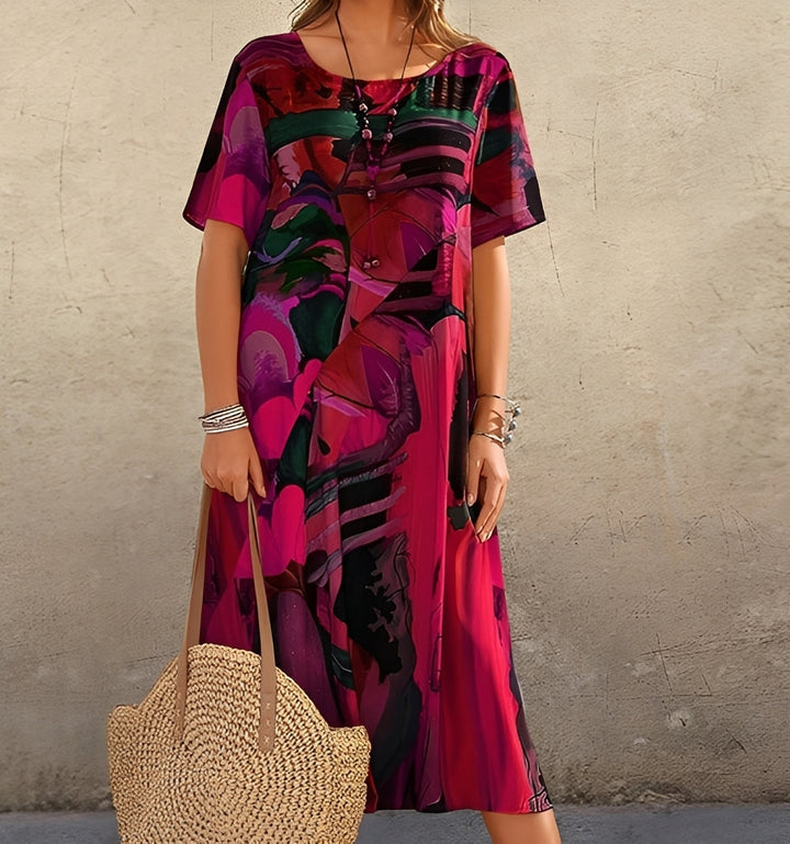 Damen Kleid Relaxed Fit Freizeit mit auffälligem Print