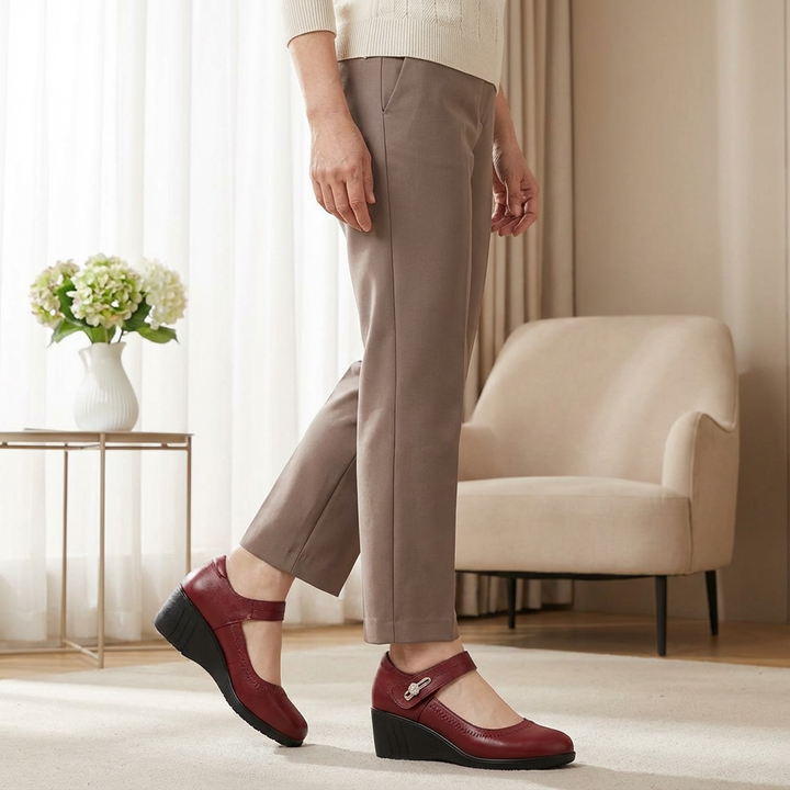 Elegante Komfortschuhe | Mittelhohe Absatzschuhe mit Anpassbarem Riemen | Atmungsaktives Design für Ganztägigen Komfort