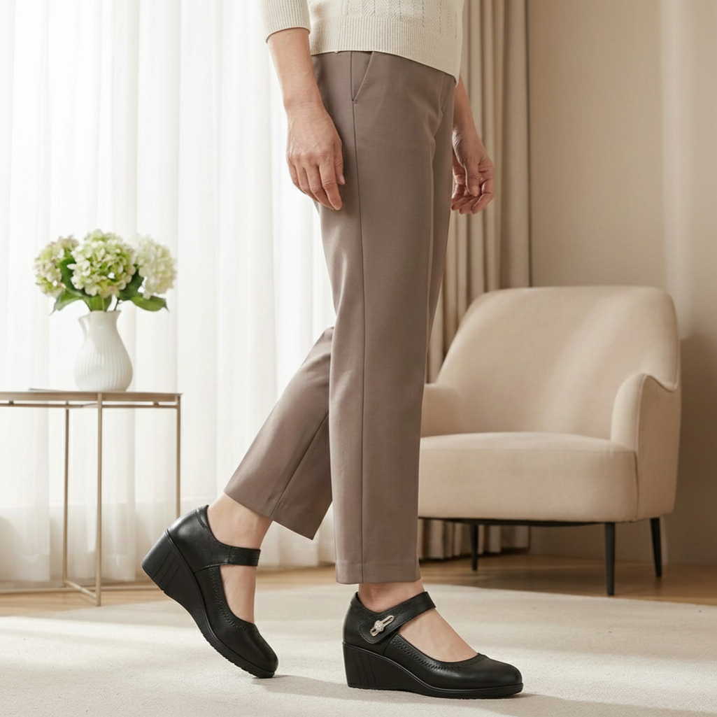 Elegante Komfortschuhe | Mittelhohe Absatzschuhe mit Anpassbarem Riemen | Atmungsaktives Design für Ganztägigen Komfort