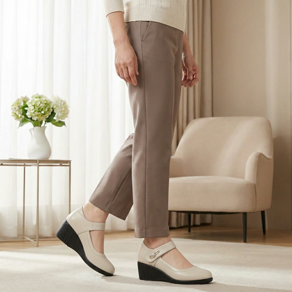 Elegante Komfortschuhe | Mittelhohe Absatzschuhe mit Anpassbarem Riemen | Atmungsaktives Design für Ganztägigen Komfort