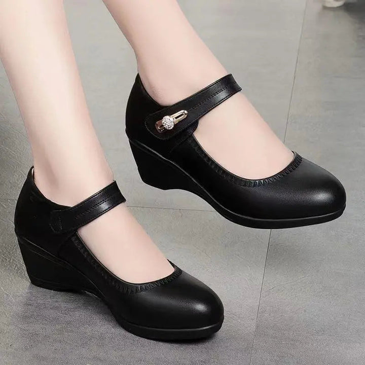Elegante Komfortschuhe | Mittelhohe Absatzschuhe mit Anpassbarem Riemen | Atmungsaktives Design für Ganztägigen Komfort