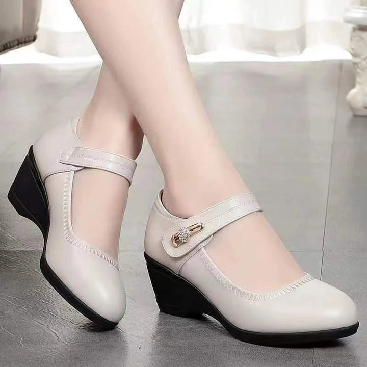 Elegante Komfortschuhe | Mittelhohe Absatzschuhe mit Anpassbarem Riemen | Atmungsaktives Design für Ganztägigen Komfort