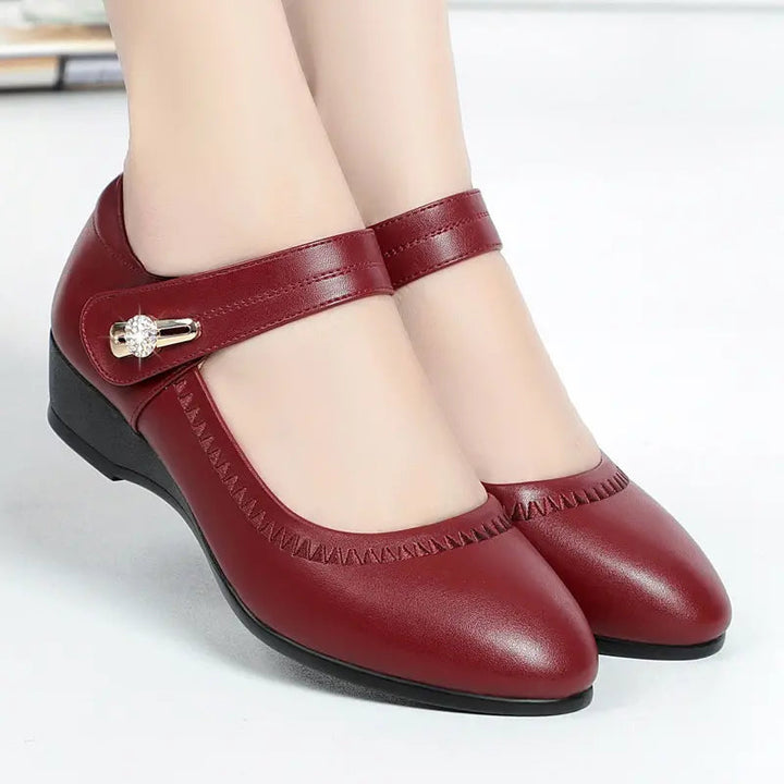 Elegante Komfortschuhe | Mittelhohe Absatzschuhe mit Anpassbarem Riemen | Atmungsaktives Design für Ganztägigen Komfort