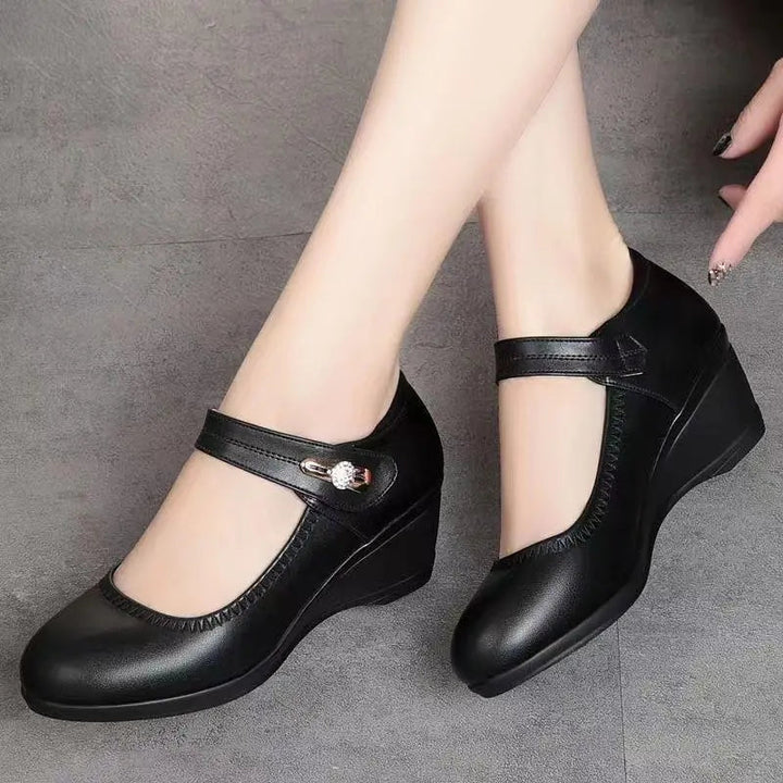 Elegante Komfortschuhe | Mittelhohe Absatzschuhe mit Anpassbarem Riemen | Atmungsaktives Design für Ganztägigen Komfort