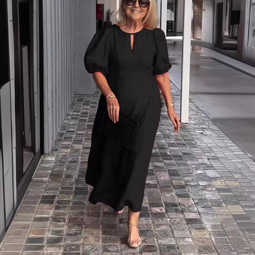 Elegantes Midikleid mit Puffärmeln für Damen ? Schmeichelnde Silhouette für zeitlosen Stil