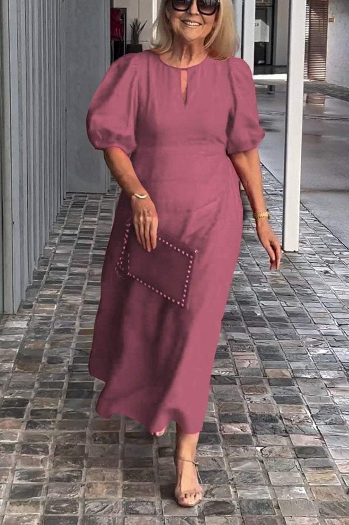 Elegantes Midikleid mit Puffärmeln für Damen ? Schmeichelnde Silhouette für zeitlosen Stil
