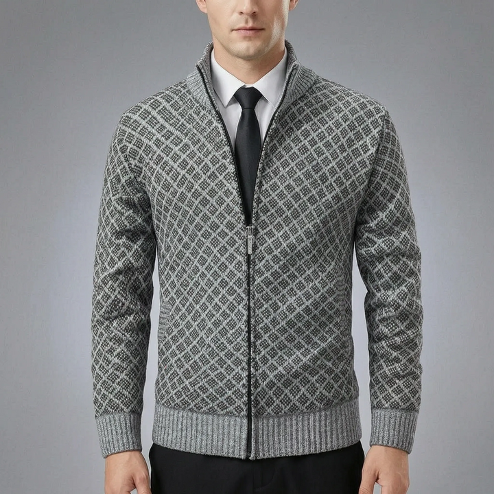 James | Herren Strickjacke mit Reißverschluss und hohem Kragen