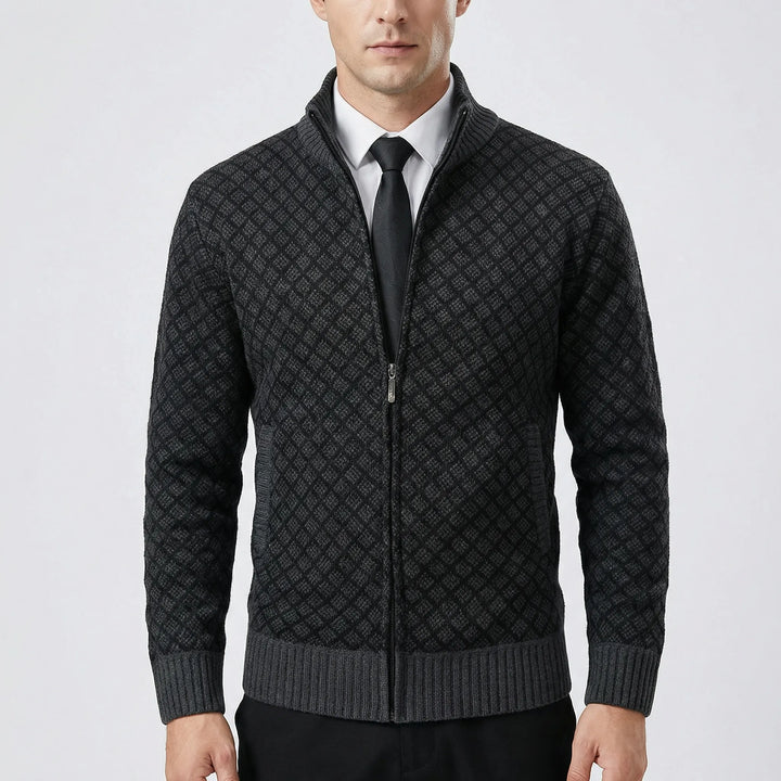 James | Herren Strickjacke mit Reißverschluss und hohem Kragen