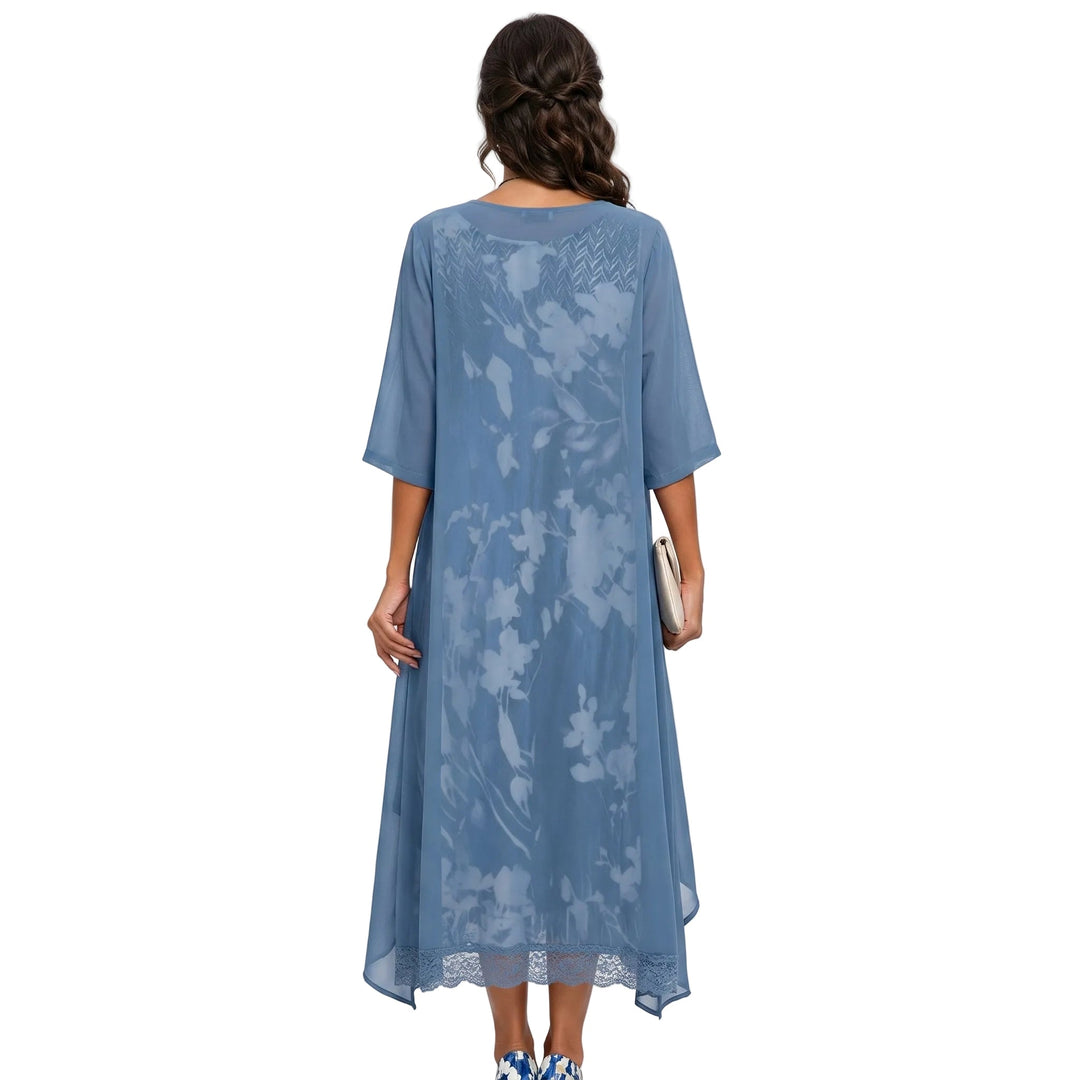 Damen Floral Maxikleid mit Cardigan Lässig Freizeit