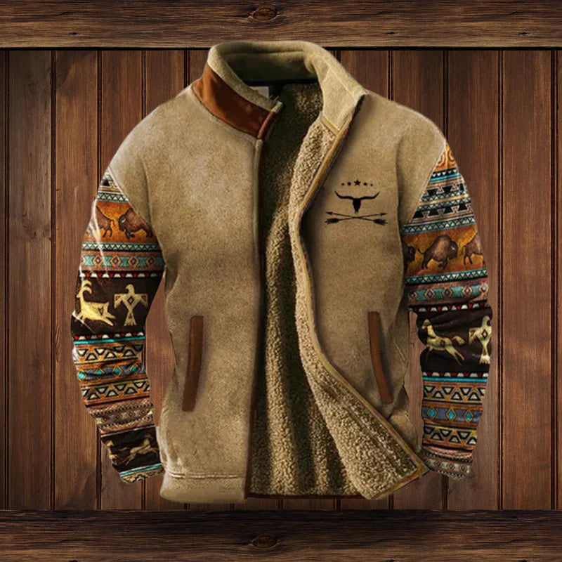 Herren Warmes Teddy-Weste mit Reißverschluss und Vintage-Design