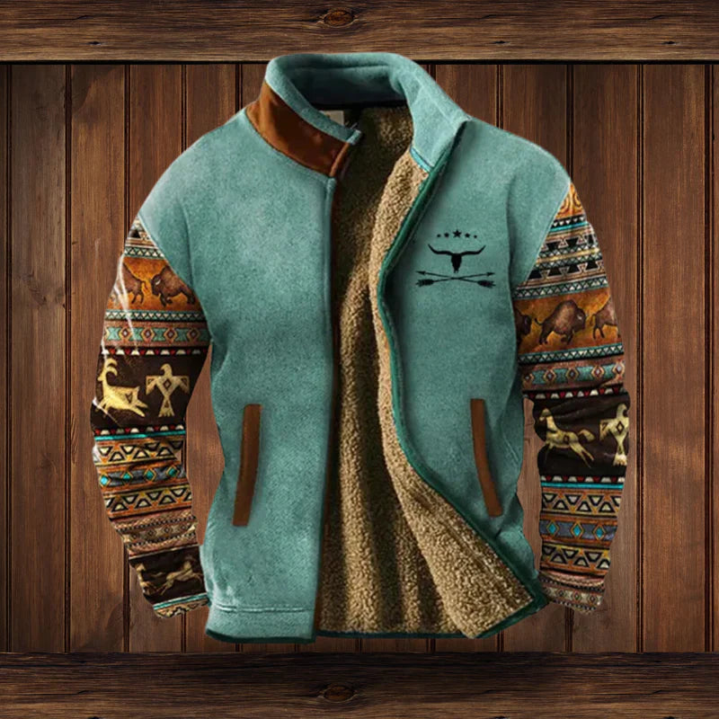 Herren Warmes Teddy-Weste mit Reißverschluss und Vintage-Design