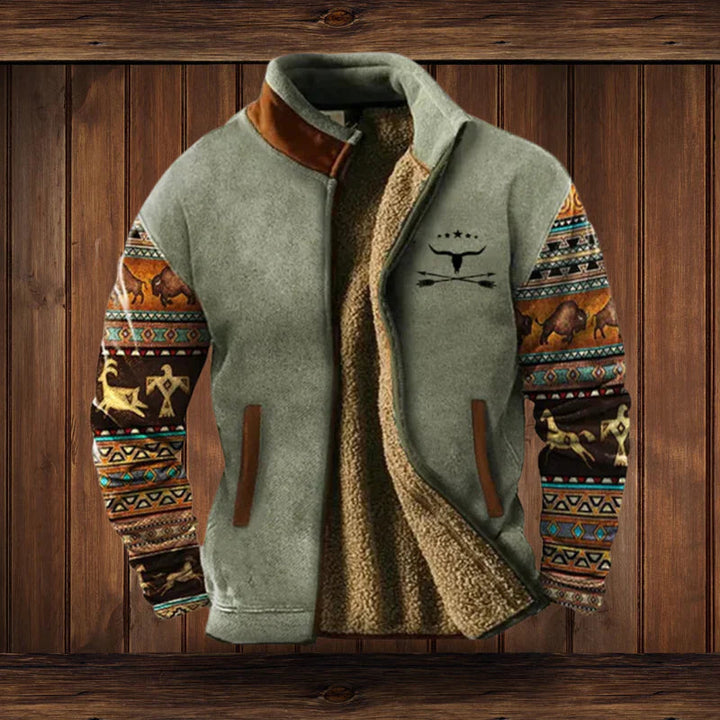 Herren Warmes Teddy-Weste mit Reißverschluss und Vintage-Design