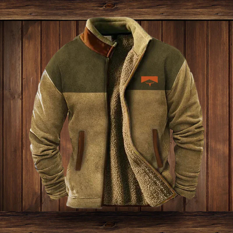 Herren Warmes Teddy-Weste mit Reißverschluss und Vintage-Design