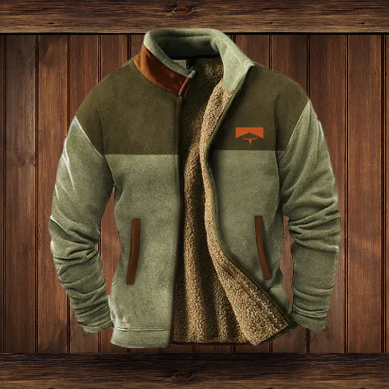 Herren Warmes Teddy-Weste mit Reißverschluss und Vintage-Design