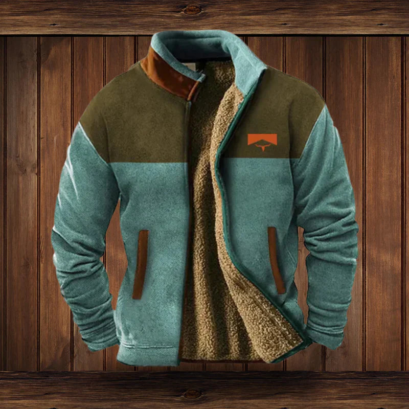 Herren Warmes Teddy-Weste mit Reißverschluss und Vintage-Design