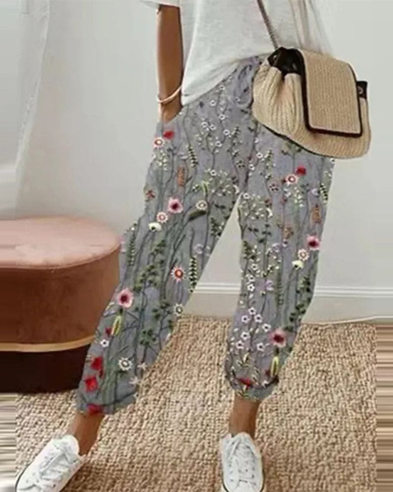 Sommerhose Damen Luftig & Bequem Weites Bein Stoffhose für Alltag & Strandurlaub