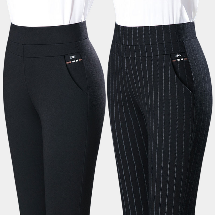 Schwarze Damen Stretch-Hose mit hohem Bund für Büro und Freizeit