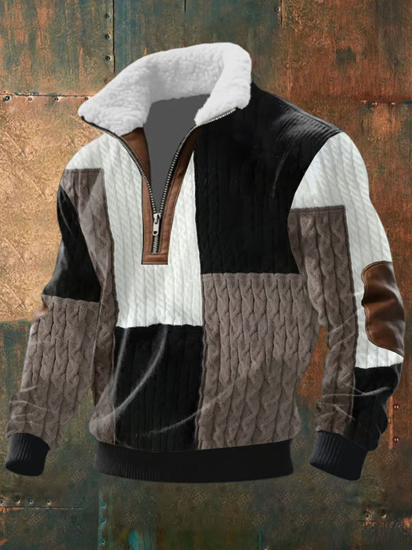 Emil | Pullover mit Reißverschluss und hohem Kragen aus Leder