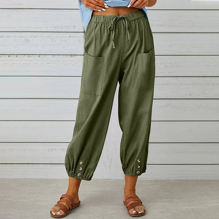 Damenhose Relaxed Fit Casual mit Taillenknoten und maritimem Stil